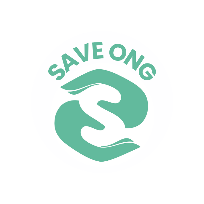 Logo de l'association SAVE ONG, 2 mains qui se tendant l'une vers l'autre en formant la forme de la lettre S.